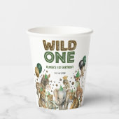 かわいいジャングルサファリアニマルワイルドワン誕生日 紙コップ (裏面)