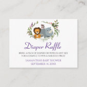 かわいいジャングルサファリオムツラッフルベビーシャワー エンクロージャーカード (正面)