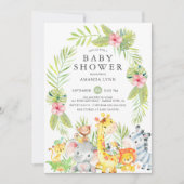 かわいいジャングルサファリガールベビーシャワー招待状 招待状 (正面)