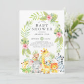 かわいいジャングルサファリガールベビーシャワー招待状 招待状 (スタンド正面)