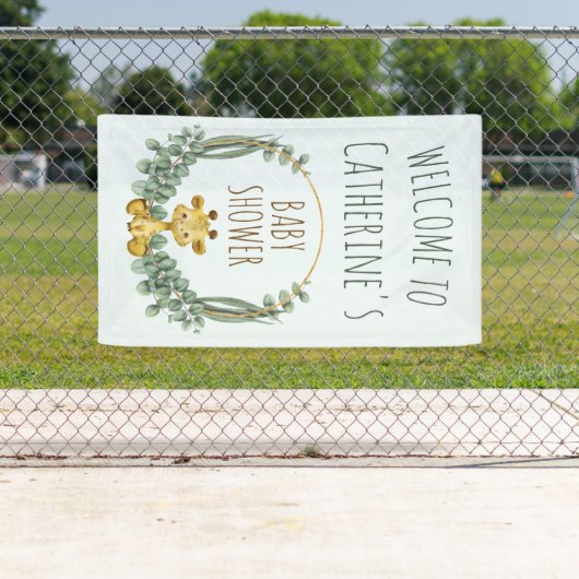 かわいいジャングルサファリキリン赤ちゃんシャワーへようこそ 横断幕 (インサイチュ)