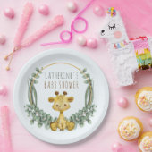 かわいいジャングルサファリキリン赤ちゃんシャワー ペーパープレート (パーティー)