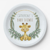 かわいいジャングルサファリキリン赤ちゃんシャワー ペーパープレート (正面)
