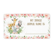 かわいいジャングルサファリジャングル動物の名前ゲームシール ラベル (正面)