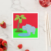 かわいいジャングルサファリヒッポ スタンダードカクテルナプキン (インサイチュ)