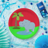 かわいいジャングルサファリヒッポ ペーパープレート (パーティー)