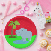 かわいいジャングルサファリヒッポ ペーパープレート (パーティー)