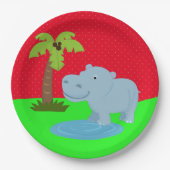 かわいいジャングルサファリヒッポ ペーパープレート (正面)
