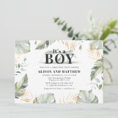 かわいいジャングルサファリベイビーシャワーボーイズキリン 招待状 (スタンド正面)