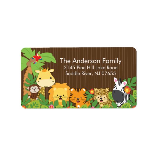 かわいいジャングルサファリベイビーシャワー住所 シール (正面)