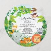 かわいいジャングルサファリベビーシャワー招待状 招待状 (正面/裏面)