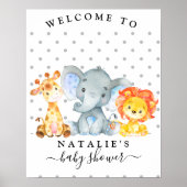 かわいいジャングルサファリボーイ赤ちゃんシャワー歓迎サイン ポスター (正面)