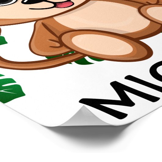 かわいいジャングルサファリモンキーアニマルキッズ ポスター (角)