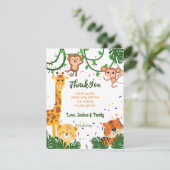 かわいいジャングルサファリ動物のパーティーサンキューカード 出欠カード (スタンド正面)