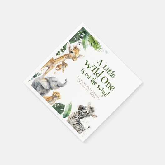 かわいいジャングルサファリ動物のベビーシャワー スタンダードカクテルナプキン (角)