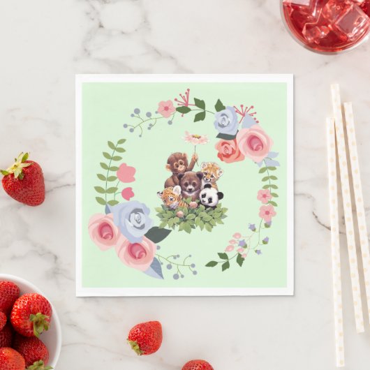 かわいいジャングルサファリ動物のベビーシャワー スタンダードランチョンナプキン (インサイチュ)