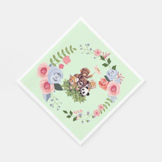 かわいいジャングルサファリ動物のベビーシャワー スタンダードランチョンナプキン (角)