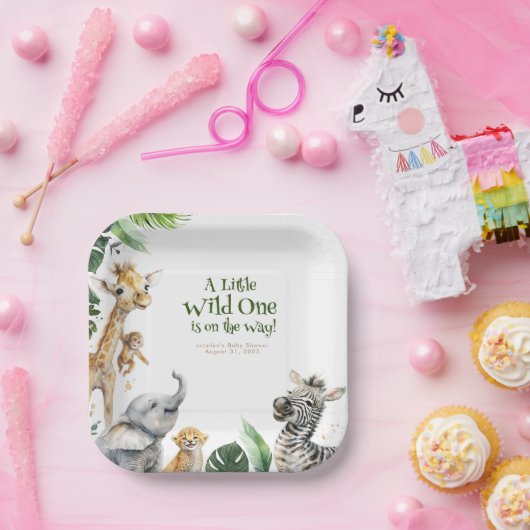 かわいいジャングルサファリ動物のベビーシャワー ペーパープレート (パーティー)