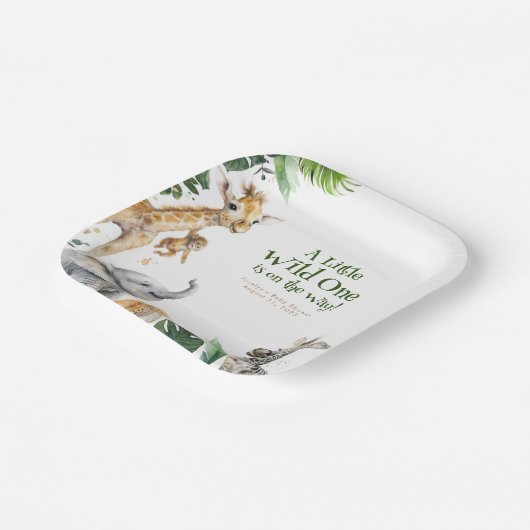 かわいいジャングルサファリ動物のベビーシャワー ペーパープレート (傾斜あり)