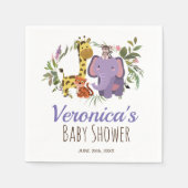 かわいいジャングルサファリ動物の水の色ベビーシャワー スタンダードカクテルナプキン (正面)