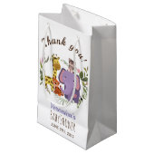 かわいいジャングルサファリ動物の水彩赤ちゃんシャワー スモールペーパーバッグ (正面アングル)