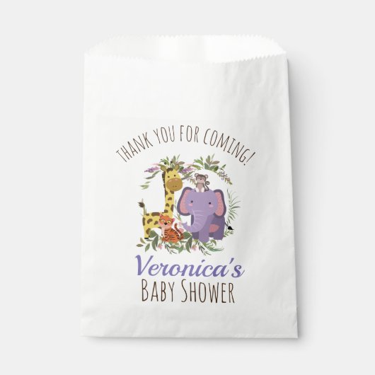 かわいいジャングルサファリ動物の赤ちゃんシャワーありがとう フェイバーバッグ (正面)