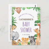 かわいいジャングルサファリ動物の赤ちゃんシャワーありがとう ポストカード (正面/裏面)