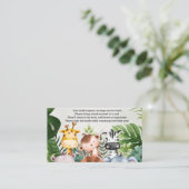 かわいいジャングルサファリ動物の赤ちゃんシャワーブック エンクロージャーカード (スタンド正面)