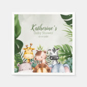 かわいいジャングルサファリ動物の赤ちゃんシャワー スタンダードカクテルナプキン (正面)