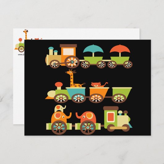 かわいいジャングルサファリ動物トレインギフトキッズベビー ポストカード (正面/裏面)