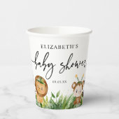 かわいいジャングルサファリ動物パーティー赤ちゃんシャワー 紙コップ (左)