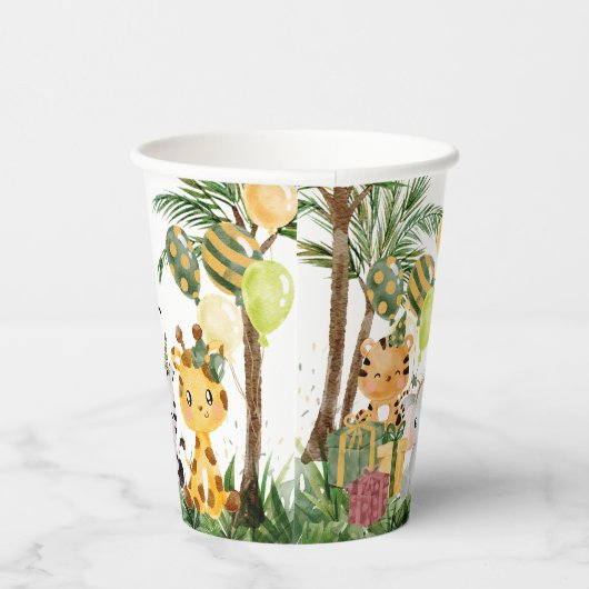 かわいいジャングルサファリ動物パーティー赤ちゃんシャワー 紙コップ (右)