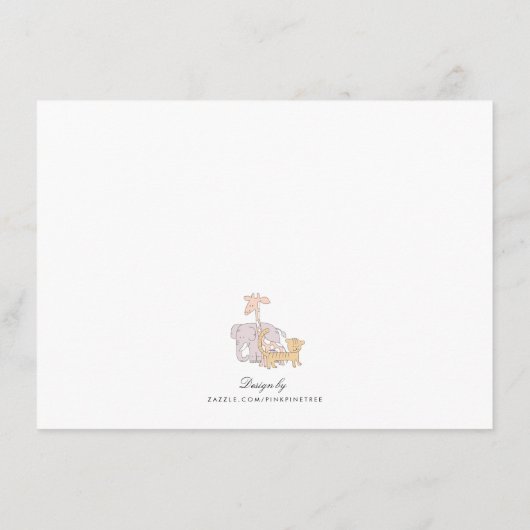 かわいいジャングルサファリ動物ベビーシャワーアドバイスカード アドバイスカード (裏面)
