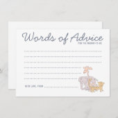 かわいいジャングルサファリ動物ベビーシャワーアドバイスカード アドバイスカード (正面/裏面)