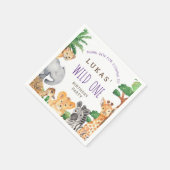 かわいいジャングルサファリ1日パーティーありがとう スタンダードカクテルナプキン (角)