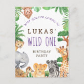 かわいいジャングルサファリ1日パーティーありがとう ポストカード (正面)