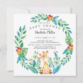 かわいいジャングルジラフベイビーシャワー 招待状 (正面)