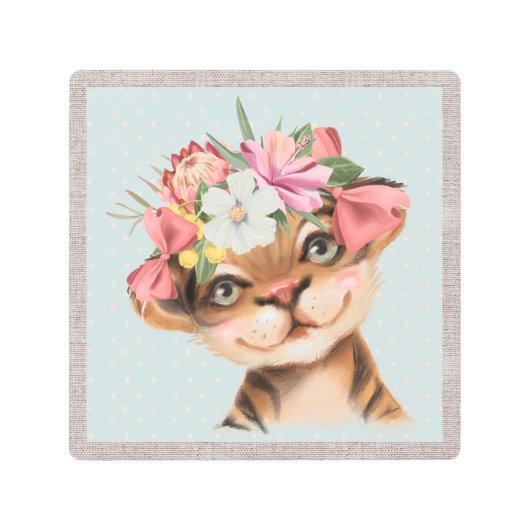 かわいいジャングルタイガーアクリルプリント メタルプリント (正面)