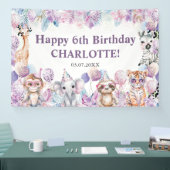 かわいいジャングルパーティー動物サファリ誕生日背景 横断幕 (トレードショー)