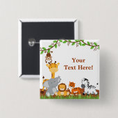 かわいいジャングルベビーアニマルボタン 缶バッジ (正面&裏面)
