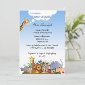 かわいいジャングルベビーシャワーまたは誕生日招待状 招待状 (スタンド正面)