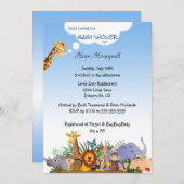 かわいいジャングルベビーシャワーまたは誕生日招待状 招待状 (正面/裏面)