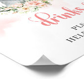 かわいいジャングルベビーゾウ赤面と金ゴールドドリンク ポスター (角)