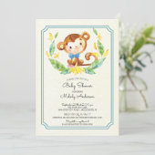 かわいいジャングルモンキーボーイズベビーシャワー招待状 招待状 (スタンド正面)