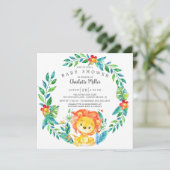 かわいいジャングルライオンの赤ちゃんシャワー 招待状 (スタンド正面)