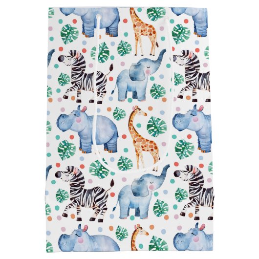 かわいいジャングルワイルドアニマルズ抱き枕 ミディアムペーパーバッグ (裏面)