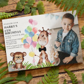 かわいいジャングル写真誕生日パーティーの招待状 招待状