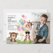 かわいいジャングル写真誕生日パーティーの招待状 招待状 (正面)