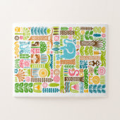 かわいいジャングル動物のサファカラフルリゾウ動物園 ジグソーパズル (横)