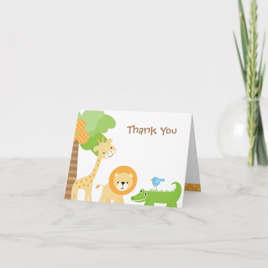 かわいいジャングル動物のサンキューカード サンキューカード (正面)